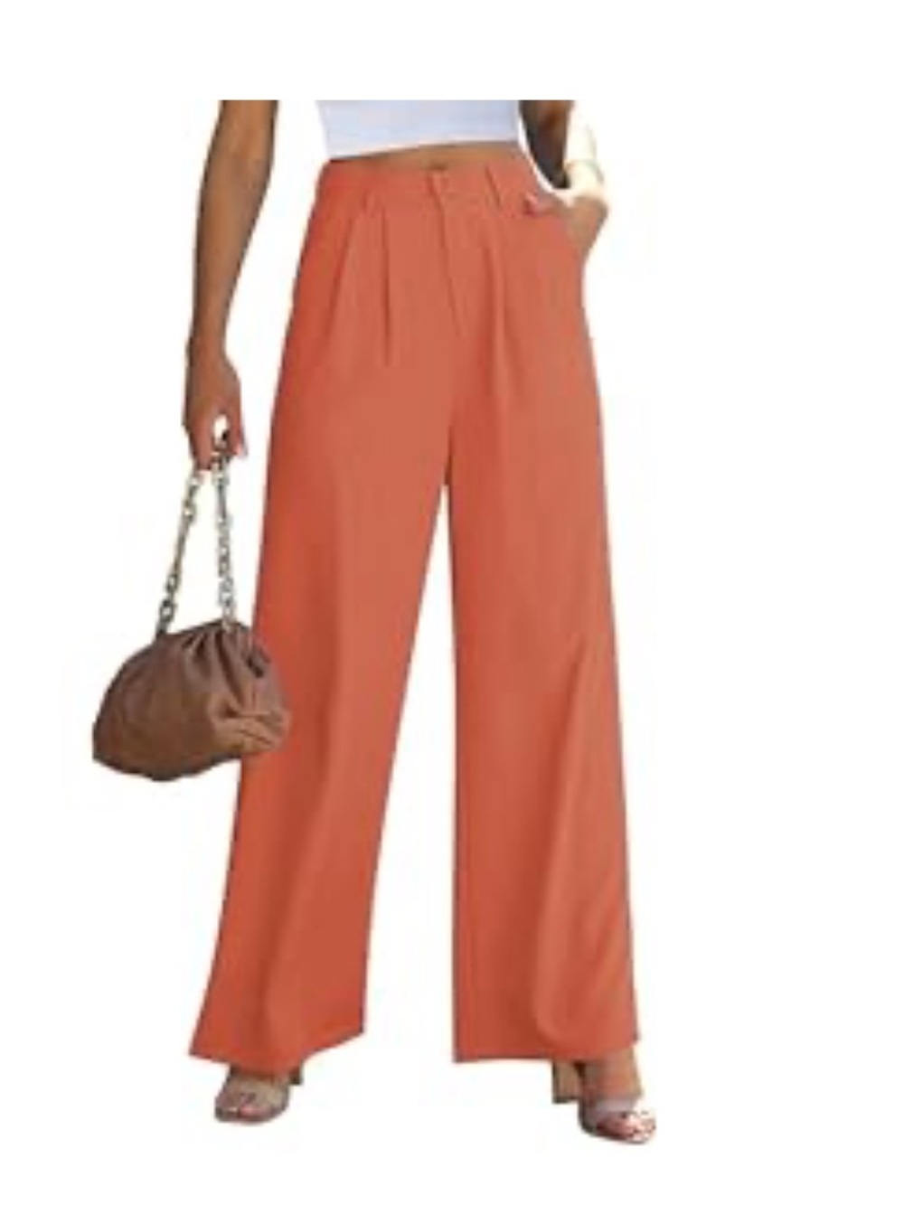 Grapent Women’s High Rise Palazzo Wide Leg Pants Rust Orange Size 18